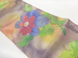 羅花葉模様織出し名古屋帯